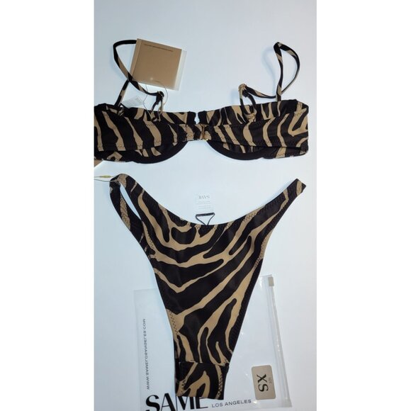 SAME Los Angeles Bikini Two Piece Size XS Womens Zebra Print Underwire Bottom 90 - Picture 4 of 10